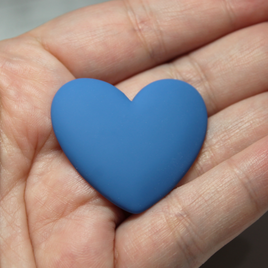 37mm Matte Heart Resin Cabochon Blue Azure - P55