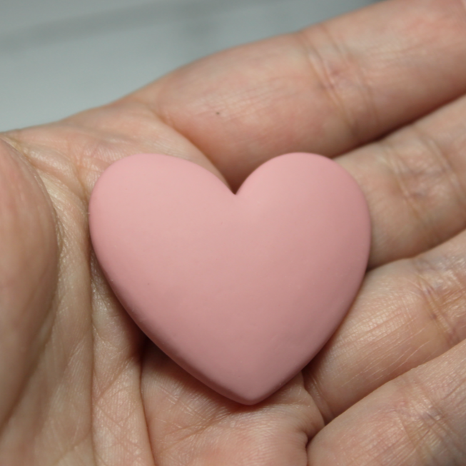 37mm Matte Heart Resin Cabochon Bridal Rose - P61