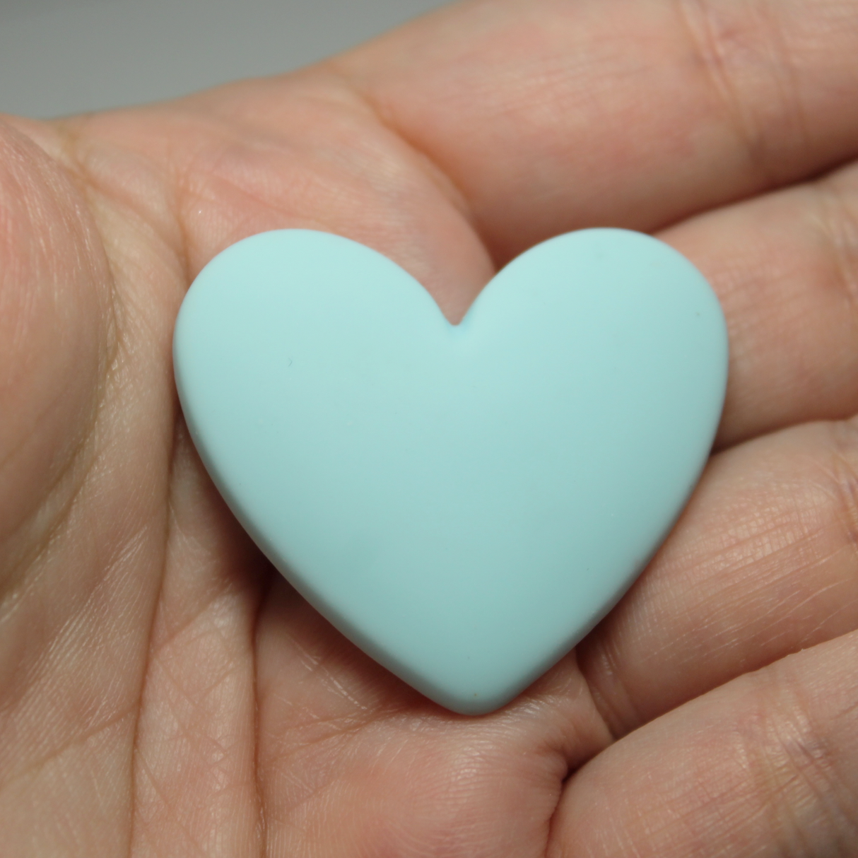 37mm Matte Heart Resin Cabochon Turquoise Blue - P56