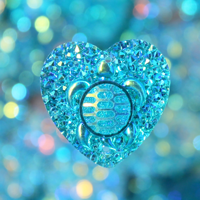 Turquoise AB turtle heart Resin sew on Gems - S125