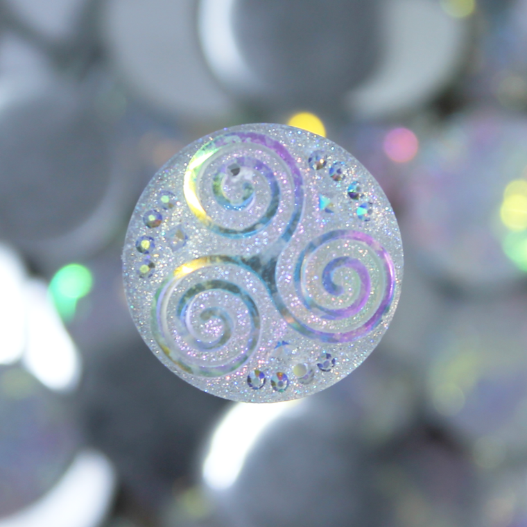 Clear AB Round Homecoming Spiral sew on Gems - S163