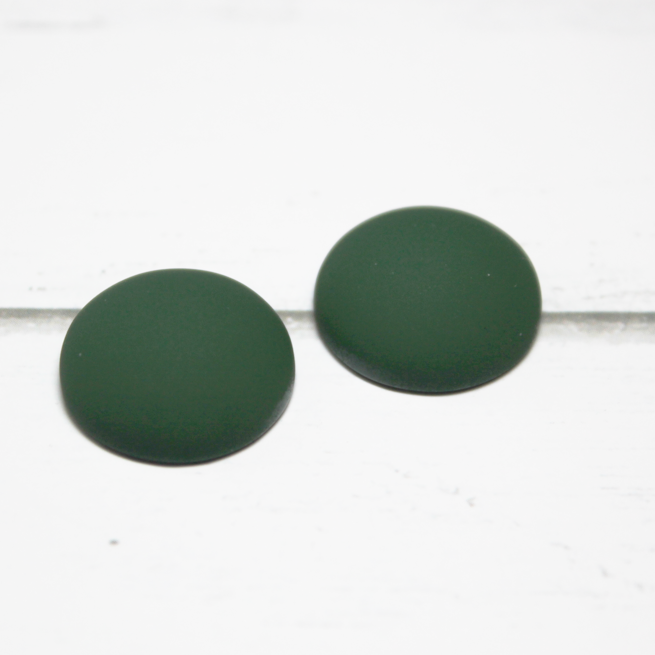 18mm Matte Round Resin Cabochon Hunter Green - P14