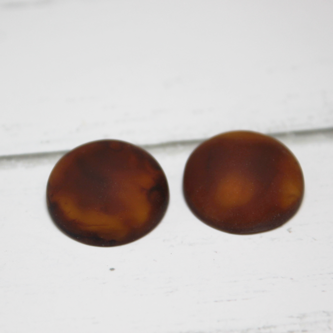 18mm Matte Round Resin Cabochon Marbled Tortoise Shell - P21