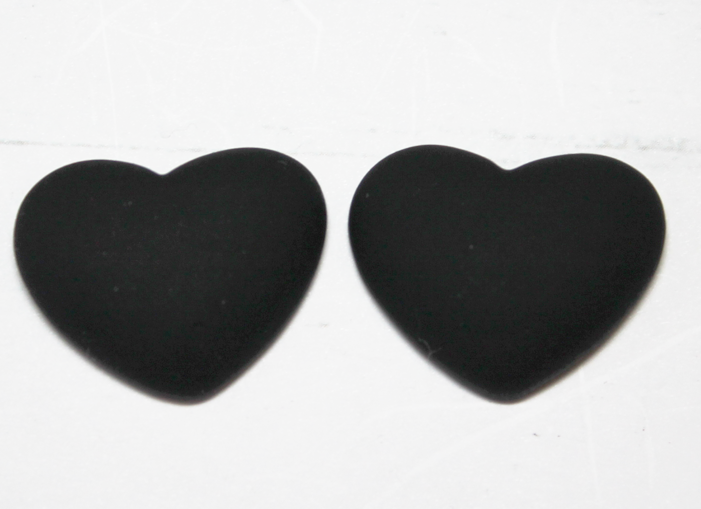 17x22 Matte Heart Resin Cabochon Black - P27