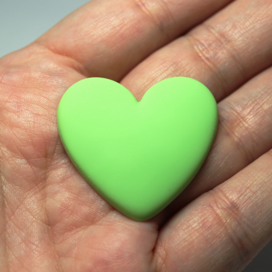 37mm Matte Heart Resin Cabochon Lime - P65