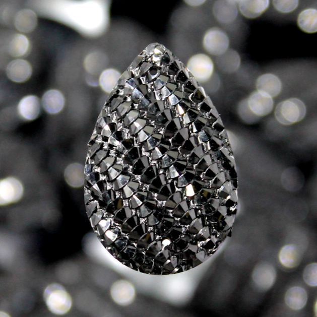 Black Snake Skin Teardrop sew on Gems - S134
