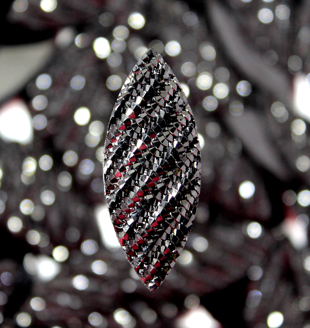 Black Snake Skin Navette Flatback (no holes) Gems - S1