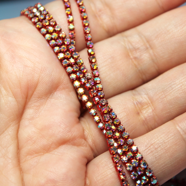 5 yards SS6 Clear AB Red metallic banding - MB6H