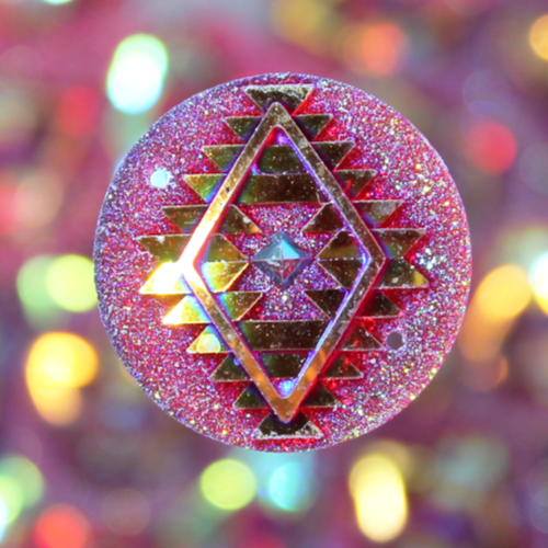 Red AB Round Geometric Tribal sew on Gems - S213