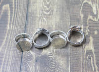 Silver Plated Adjustable Ring Blanks, 4 pieces