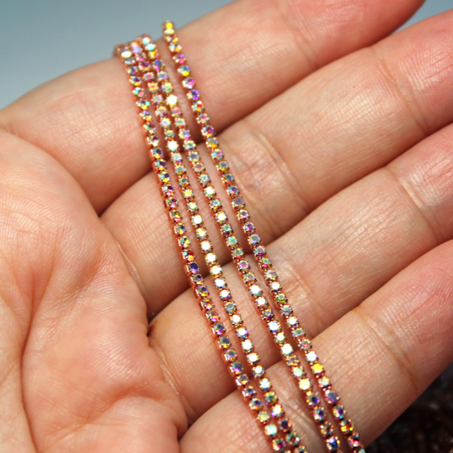 5 yards SS4.5 Rose Gold AB metal banding - MB4C