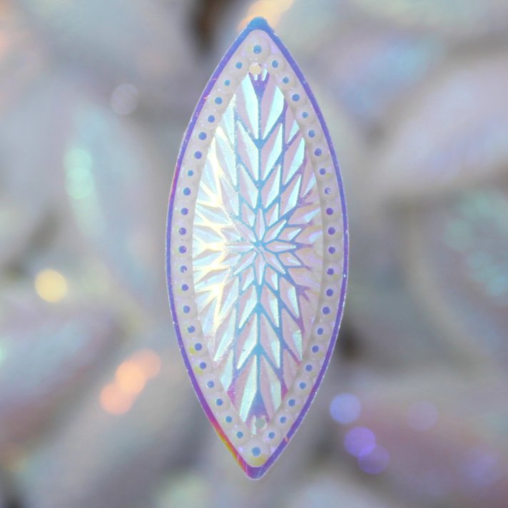 White Opal AB Navette Starblanket Resin sew on Gems - S140