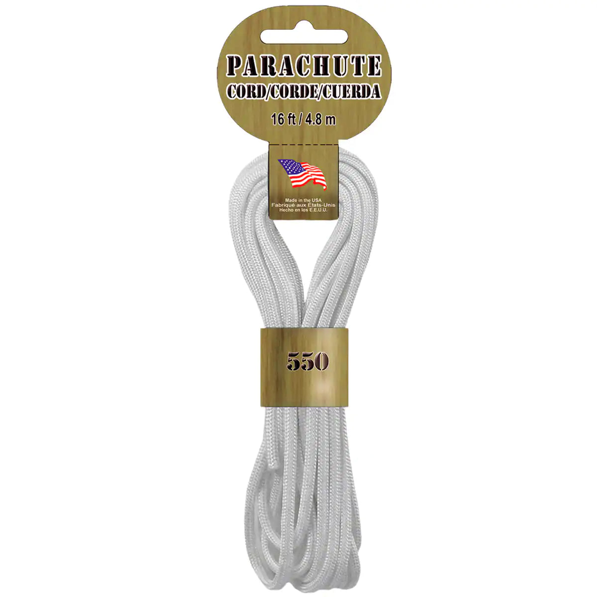 4.8 mm White Nylon Paracord - 16 feet