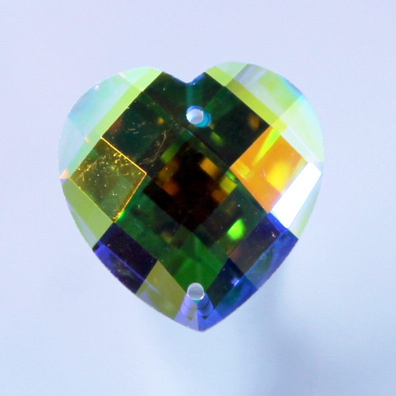 20mm (1 pr) Heart Clear Glass AB Rhinestone - C135