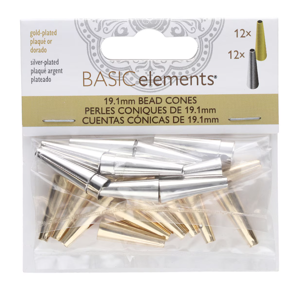 Metal Cones 19.1MM - 12 Silver, 12 Gold. - SC2