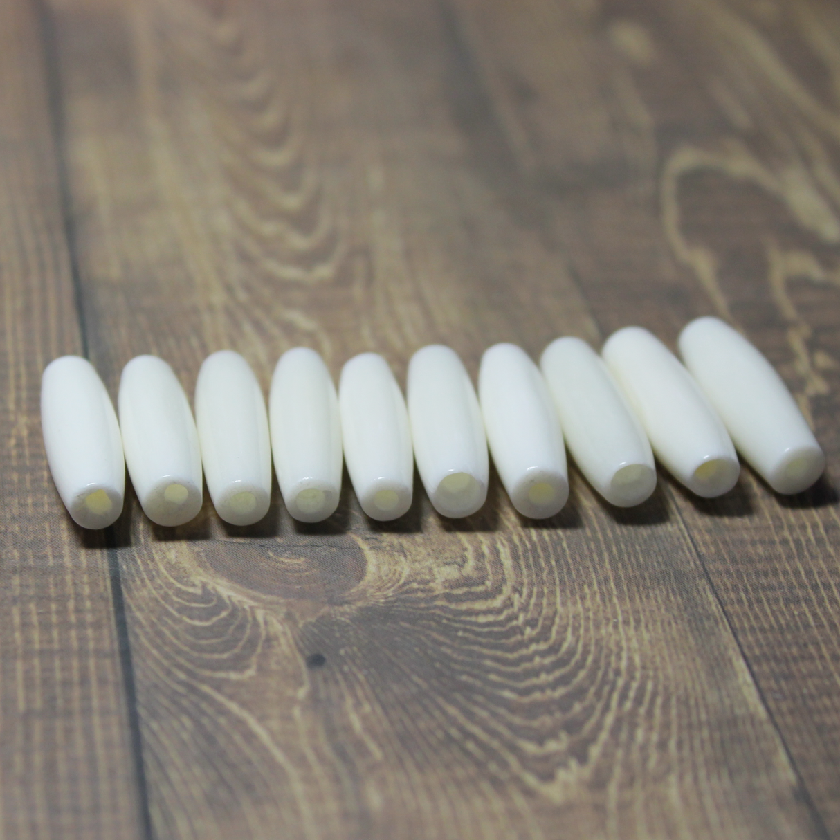 1" White Hairpipe, 10 pieces - HP 1