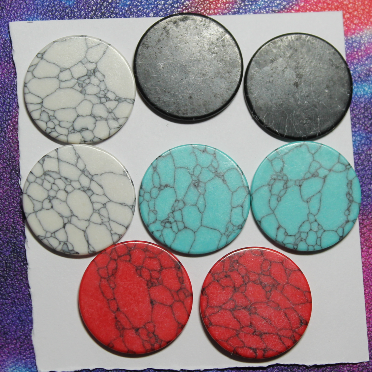 22mm Round Dyed Malachite Disks - Gem Pack #12