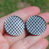 1" Black Checkerboard Circle Mirror - S27