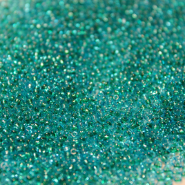 Sparkle Green Lined Transparent Teal ~ 11/0 JSB 323G