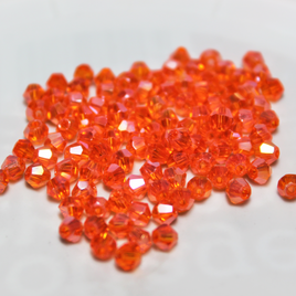 3mm Transparent Orange AB Glass Bicone - 3B15