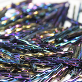 30mm Twist Bugles - Black Metallic Iris Rainbow - T30H