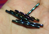 30mm Twist Bugles - Black Metallic Iris Rainbow - T30H