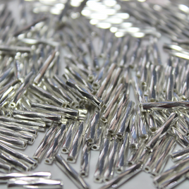 Metallic Silver Bugles  ~ 12mm TWIST 470