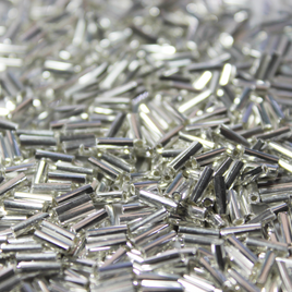 Metallic Silver Bugles ~ 6mm STRAIGHT 470