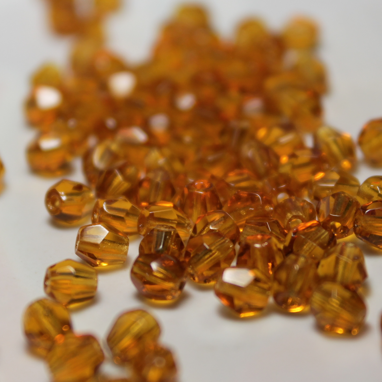 4mm Czech Transparent Topaz Glass Bicone - 4B13-A