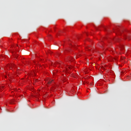 4mm Transparent Ruby Red Glass Bicone - 4B28