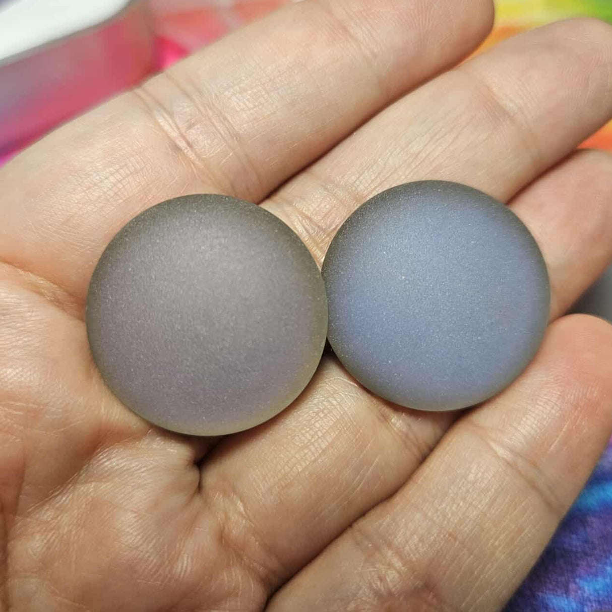 Special Buy #12 - 1 pr 25mm Czech Round Cabochon ~ Matte Backlit Vapor