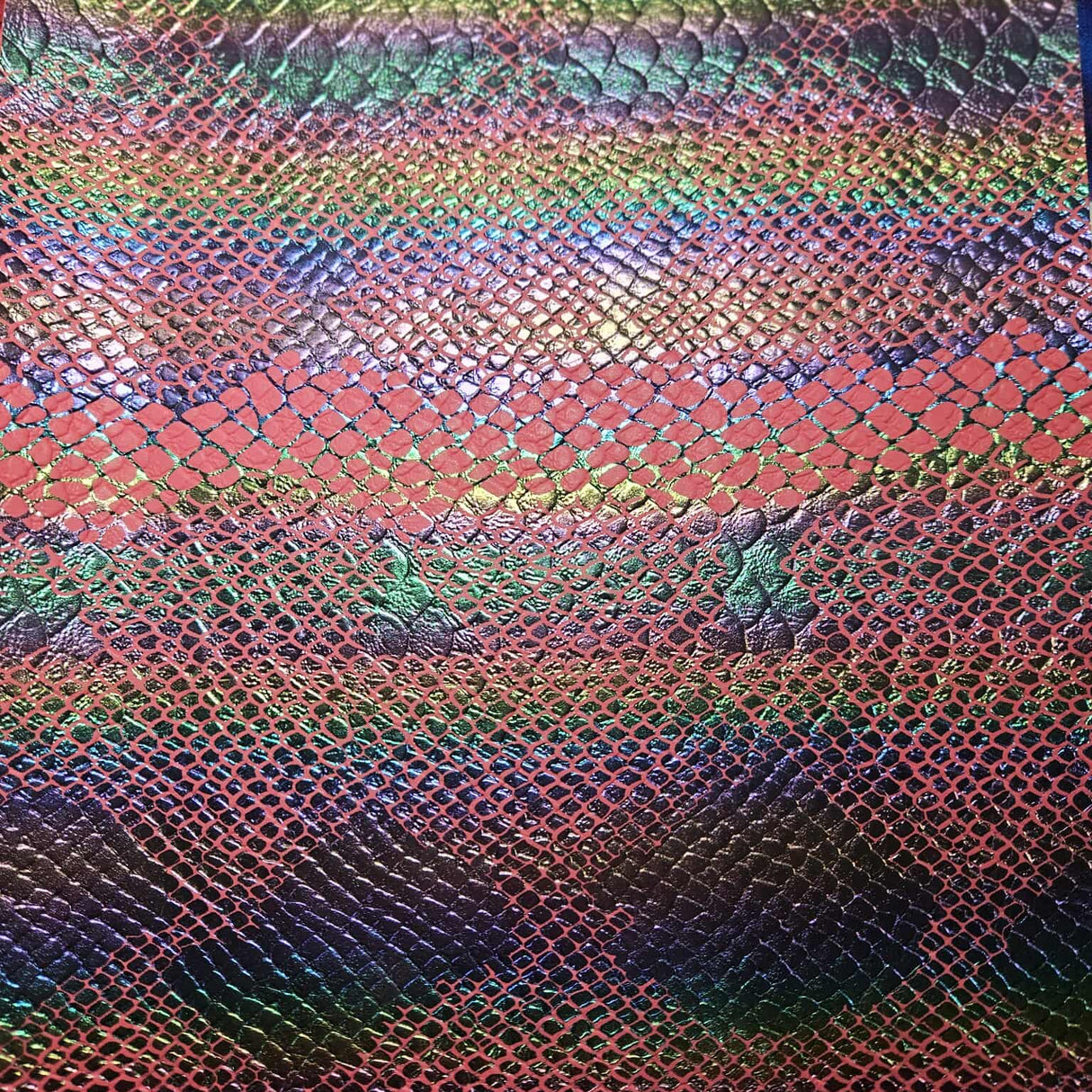 Faux Leather Sheet -  Pink Rainbow Halo Snake - 129