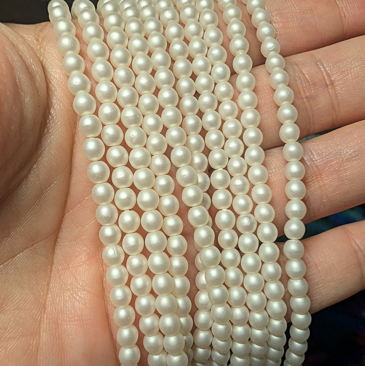 4mm Czech Glass Pearls ~Matte Pearl White - PRL 2