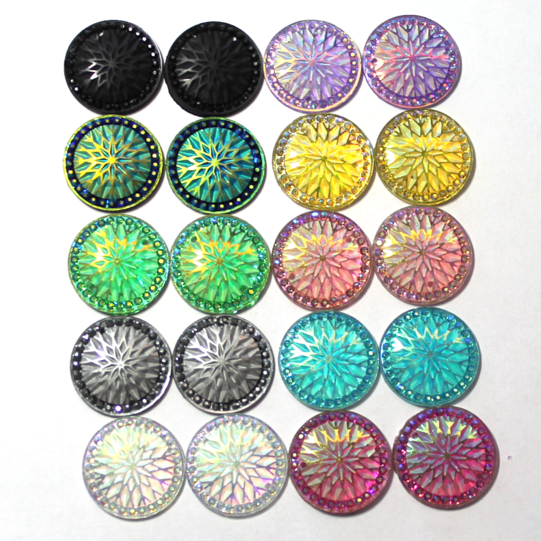 20mm Round Resin Sew On AB Starblanket - Gem Pack #7