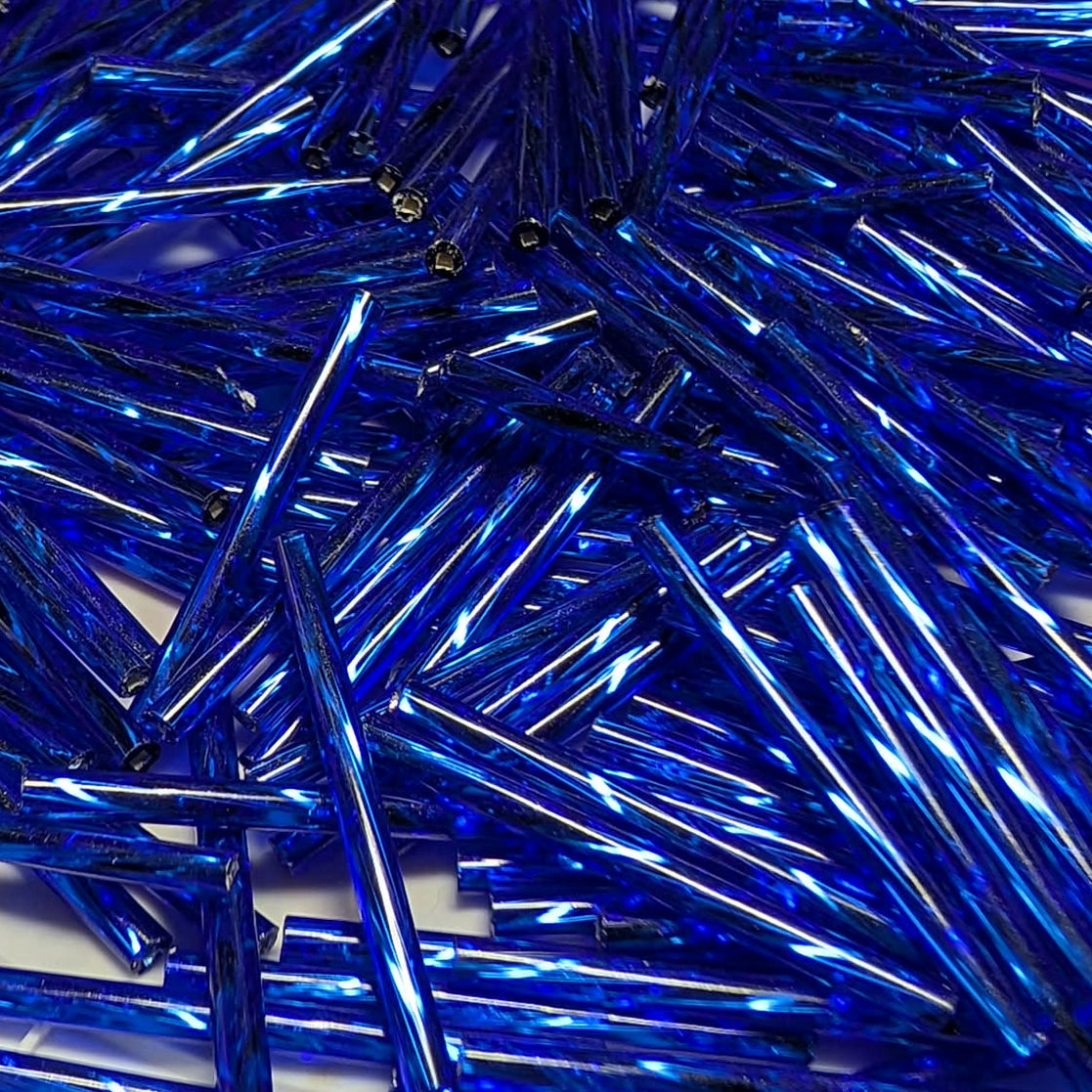 30mm Twist Bugles - Dark Sapphire Silver Lined - T30S-1