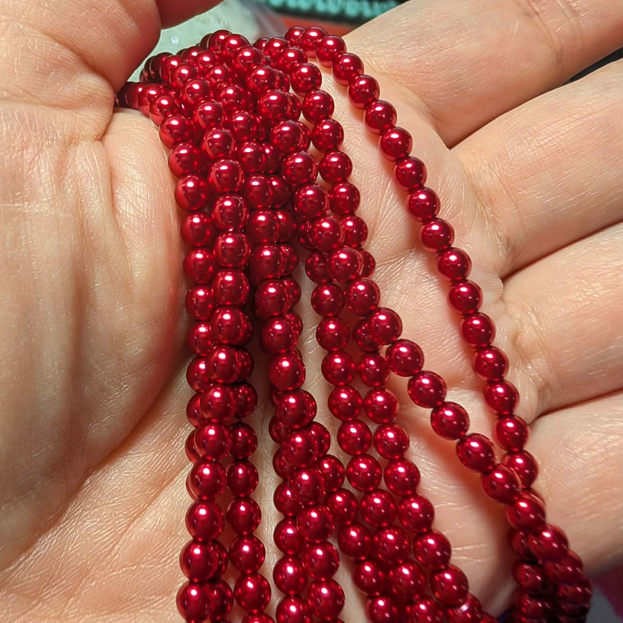 4mm Czech Glass Pearls ~ X-Mas Red Pearl - PRL 5