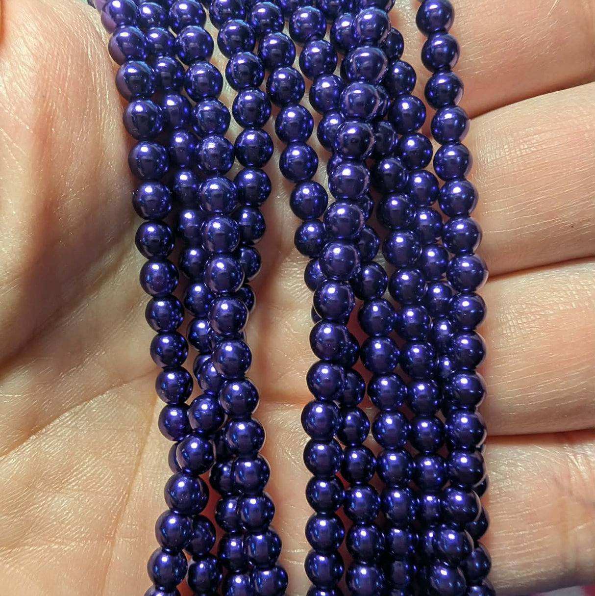 4mm Czech Glass Pearls ~Purple Pearl - PRL 4
