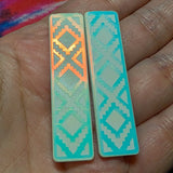 2" White Iridescent Tribal Rectangle - S117