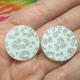1" White Cheetah Acrylic Glitter Circle Cabochons - S123