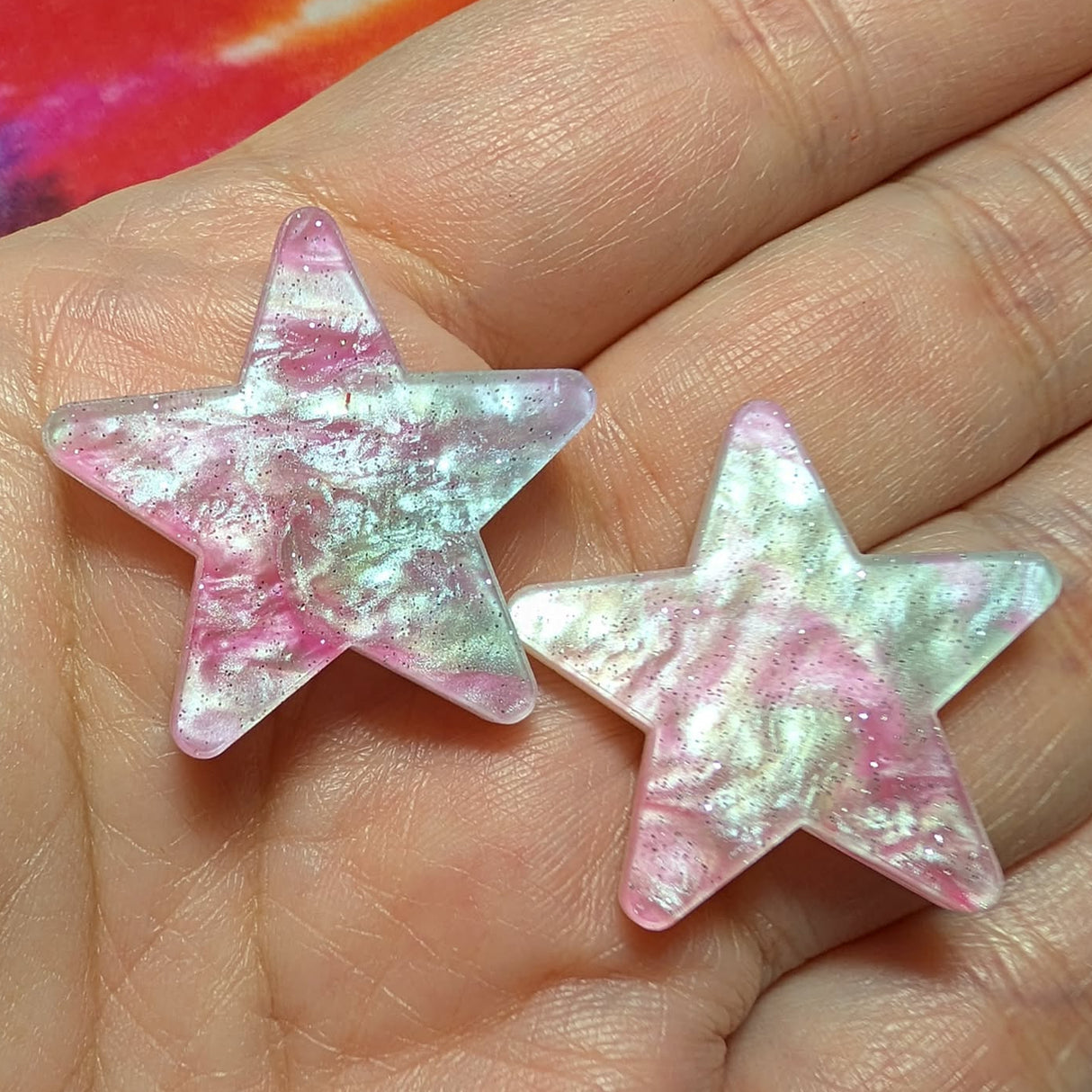 1" Glitter Snowcone Star Acrylic Cabochon - S113