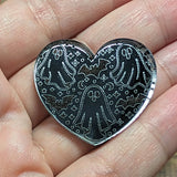 1" SpookyBoo Heart Mirror Cabochon - S177