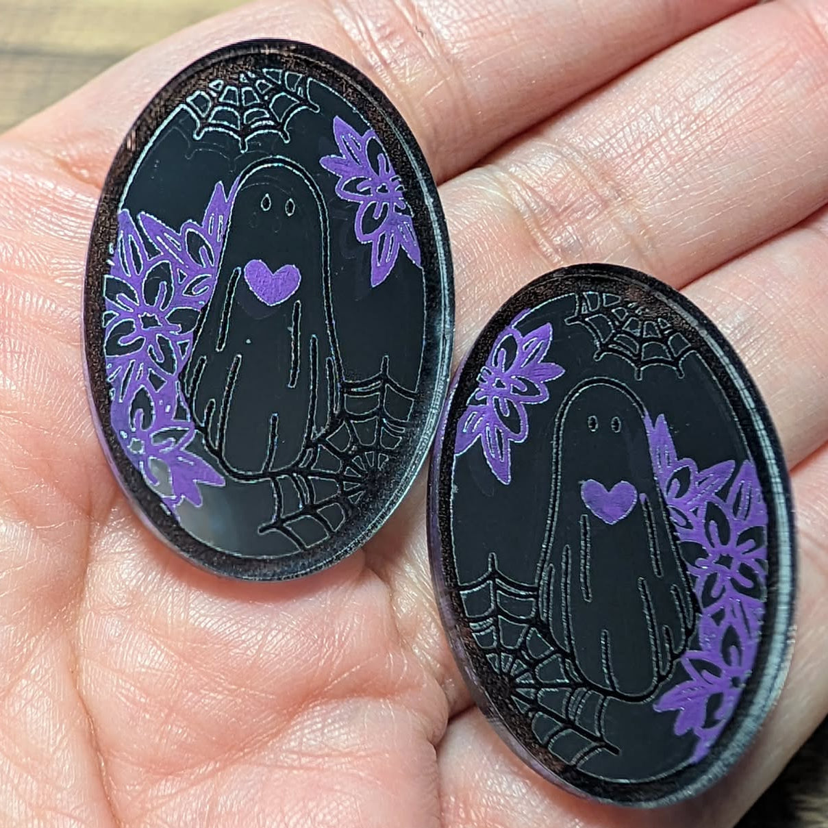 1 1/2" Boo Forever oval Mirror Cabochons - P112
