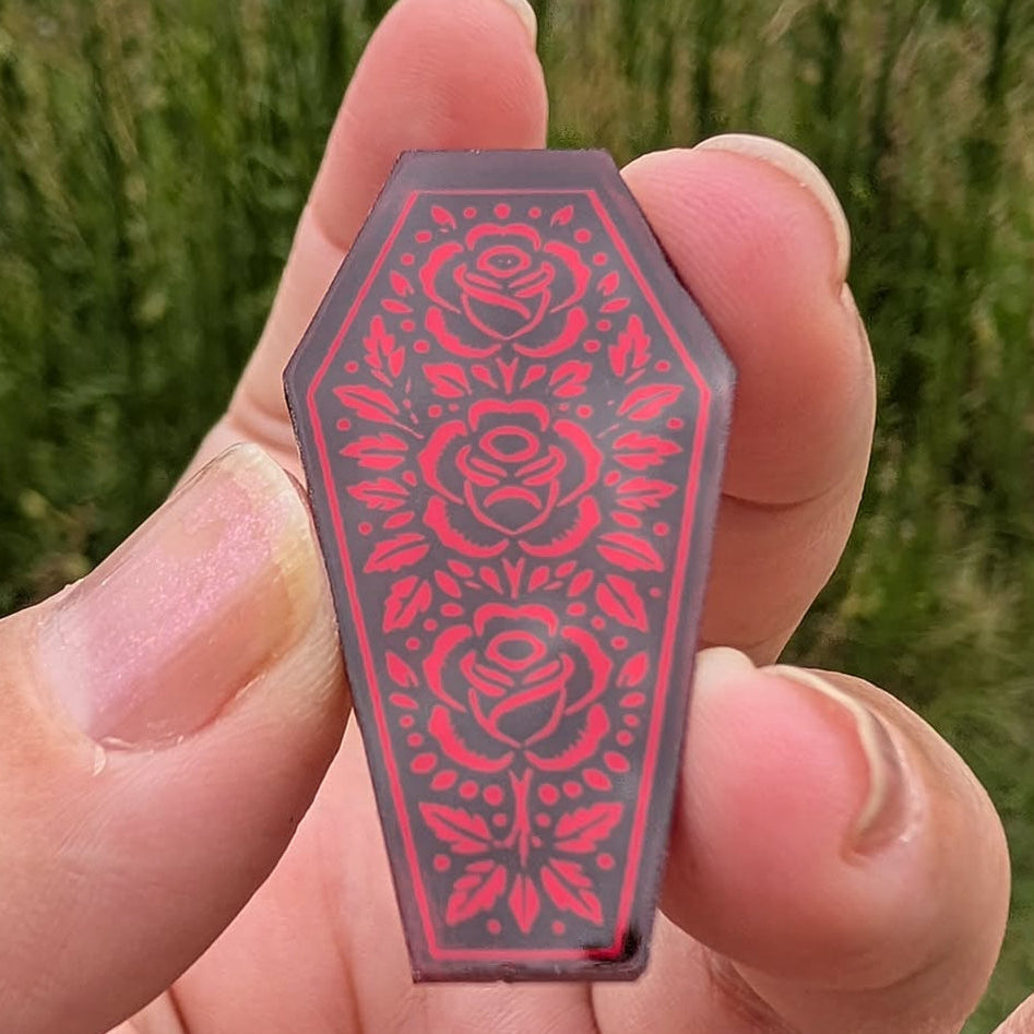 1 1/2" Immortal Red Rose Mirror Cabochons - P107