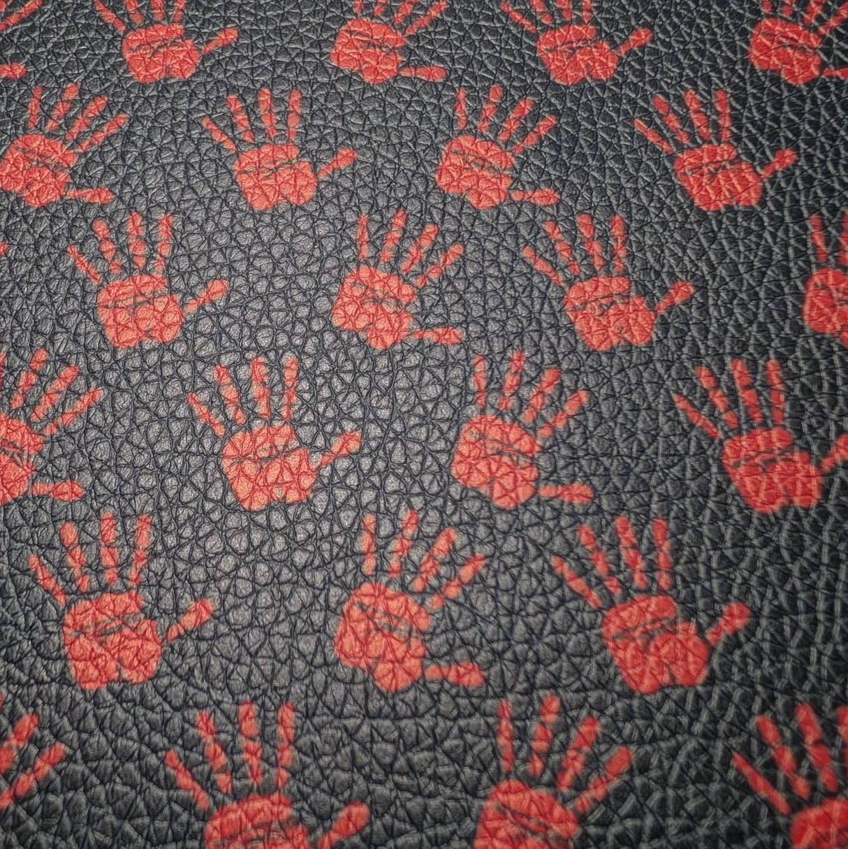 Faux Leather Sheet -  Red Handprint - 49