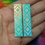 2" White Iridescent Tribal Rectangle - S117