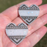 1 1/4" White Love Basket Heart Glitter Cabochons - P137