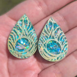 1 1/4" Peacock Prism Acrylic Teardrop Cabochons - P130