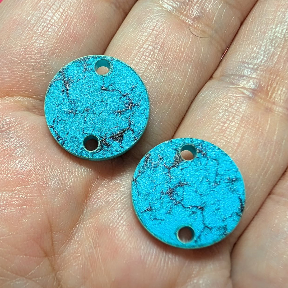 5/8" Acrylic Turquoise Round Connectors - P154