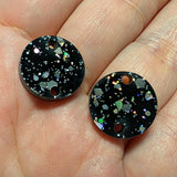 5/8" Acrylic Black Holo Glitter Round Connectors - P151