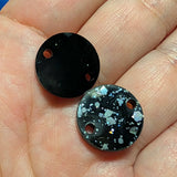 5/8" Acrylic Black Holo Glitter Round Connectors - P151